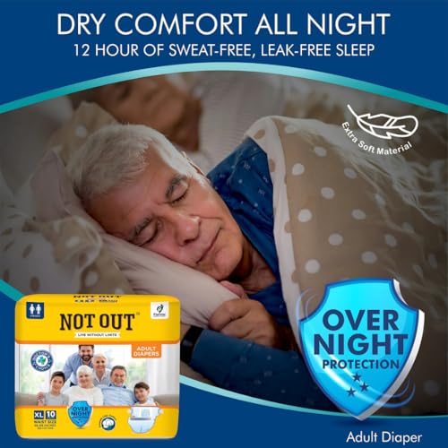 Image of Adult Tape Diapers - Overnight Protection with 3D Core, Odour Control & Up to 12-Hour Absorption | Extra Large (48-68 Inches) | 50 Diapers | Pack of 5