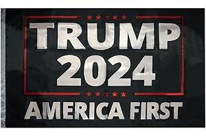 Trump 2024 America First Black 150D Woven Poly Nylon 3x5 3'x5' Flag Banner
