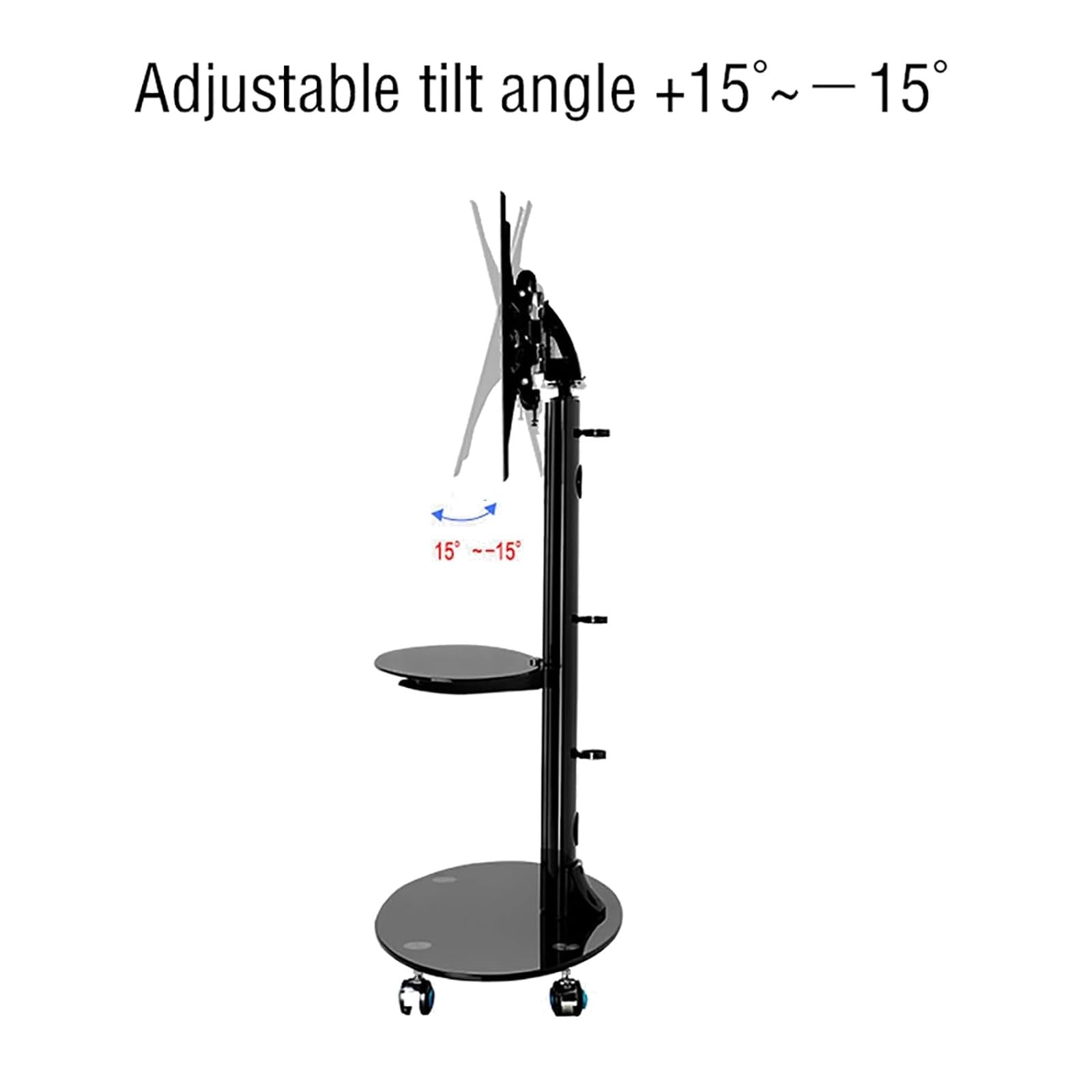 Soporte móvil de Suelo para TV - Soporte con Ruedas para TV, para Pantallas de 32 a 65 Pulgadas, Soporte Giratorio e inclinable con Base Grande y Bandeja de almacen,