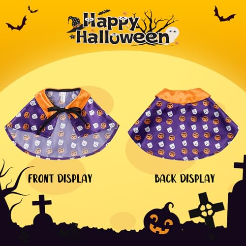 LESYPET Cat Halloween Costume - Pumpkin Cloak, Wizard Bandana for Dog & Cat Cosplay
