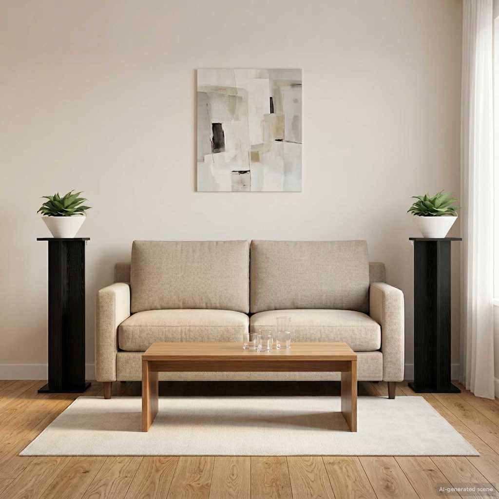 Lot de 2 supports pour plantes en chêne noir 25 x 25,5 x 100,5 cm