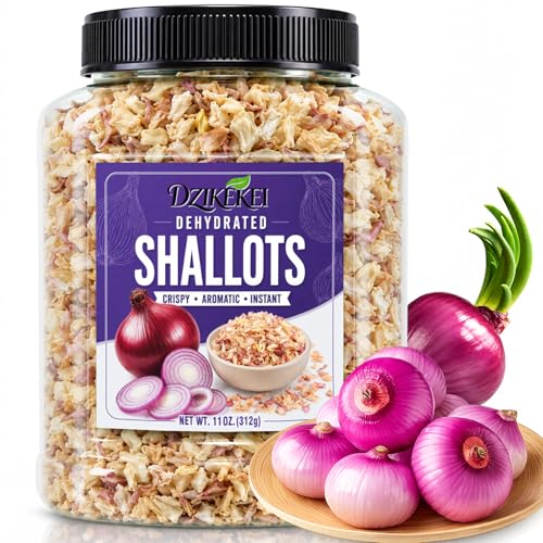11oz Premium Dehydrated Shallot Flakes All-Natural Dried Shallots Savory Flavor Pure Seasoning for Cooking Sauces Soups Dressings & Marinades Vegan-Friendly