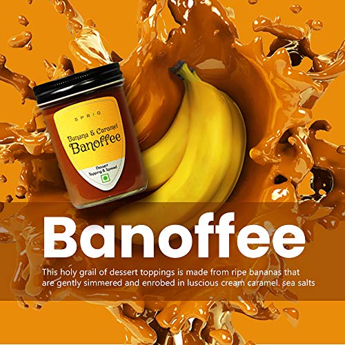 Image of Sprig Banana and Caramel Banoffee | Milk-based Sweet Spread| No Hydrogenated Vegetable fats | Breakfast Spread | Dessert Topping | No Artificial Flavours | 290g (Pack of 2)