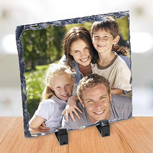 Foto Su Pietra Personalizzata - Ardesia Personalizzabile Con Stampa Fotografia E Testo - Piedistallo Incluso - Idea Regalo San Valentino, Compleanno, Anniversario, Natale, Festa - Foto 5