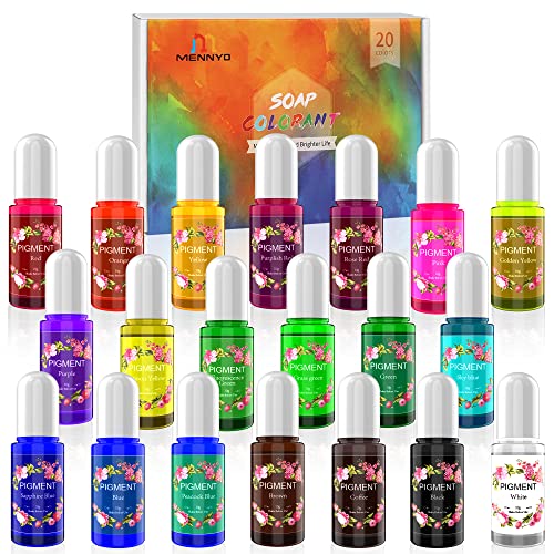 Colorant Résine Époxy, Pigment Bougie 20 couleurs (10 ml, total 200 ml) - Kit Colorant Savon Liquide pour Fabrication Savon, Slime, Boule de Bain, Peinture Cover