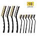 Turboom Wire Brush Set Scratch Brush Set for Cleaning Welding Slag Rust and Dust Curved Handle Stainless Steel and Brass Black 10-Pack