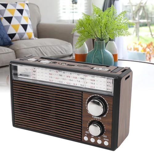Image of Zunate Retro AM FM Radio, Shortwave Portable Vintage Radio with Antenna and BT Chip, Battery Operated or AC Power Retro Radio with Big Bluetooth Speaker for Home Kitchen Outdoor (US Plug)