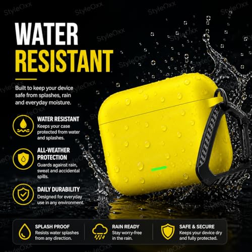 Image of Anvique Silicone Case Cover for Realme Buds T500 Pro, Shockproof Protective Earbuds Cover with Keychain Hook, Anti-Scratch Soft Silicone Skin, Full Body Protection Case (Yellow T)