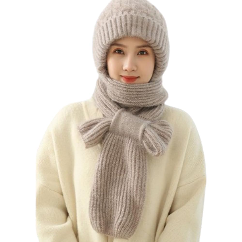 Bufanda integrada con protección auditiva resistente al viento, gorro de punto elástico cálido con protección para las orejas, gorro de invierno