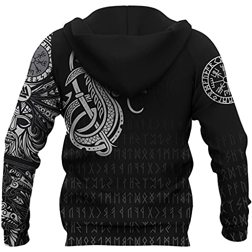 Sweat à capuche homme Viking pull décontracté athlétique ample 3D - 2