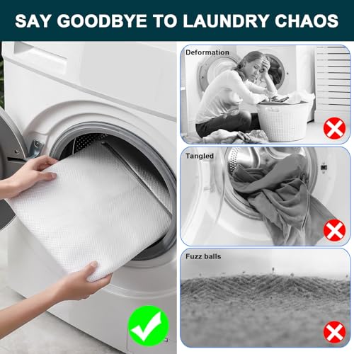3Pcs Durable Honeycomb Mesh Laundry Bags for Delicates, 12 x 16 Inches Lingerie Bags for Washing Delicates, Clothes, Socks, Sheet (3 Medium)