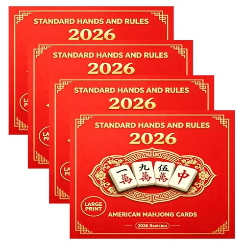 Xminc 2026 Mahjong Card Large Print, 4-Pack Official, American Mahjong, Waterproof and Tear-Resistant, Easy-to-Read for Full Table