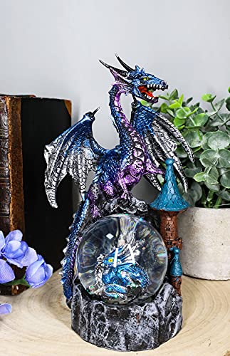 Figura Dragón Azul Metálico con Globo de Agua y Castillo 8" miniatura 6