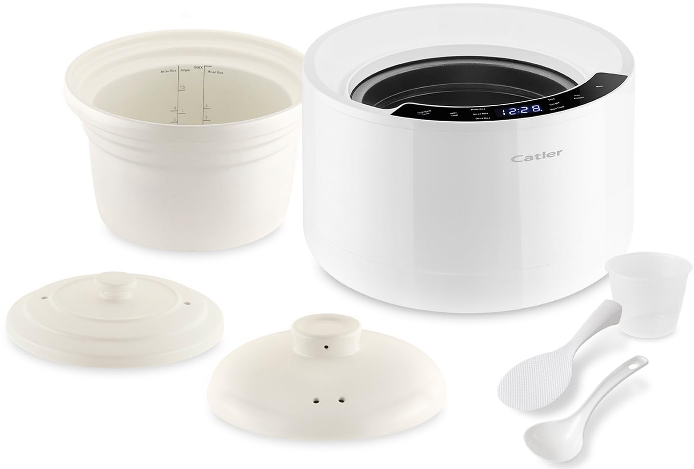 Catler Cuociriso in ceramica CR 600, 2,5 l, ciotola interna in ceramica stile Donabe, 6 programmi automatici, display touch digitale, preimpostato 24 ore, funzione mantenimento caldo