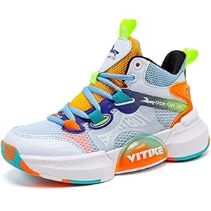 JMFCHI Kids Basketball Shoes High-top Sports Shoes Sneakers Durable Lace-up Non-Slip Running Shoes Secure for Little Kids Big Kids and Boys Girls