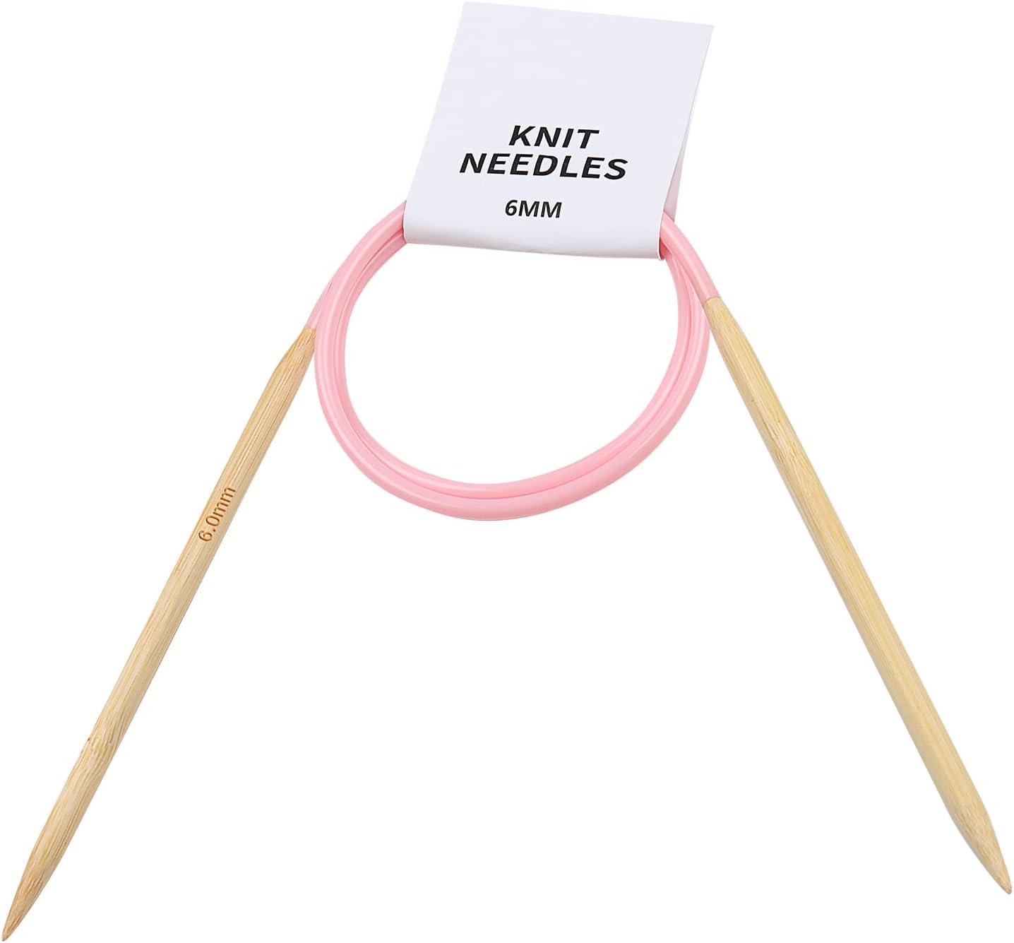 Circular Knitting Needles 80cm 6mm Bamboo Warm Lightweight Arthritic Hands Double Pointed Needles with Pink Cable for Knitting Socks Hats