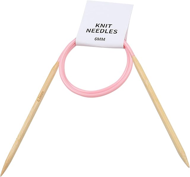 Coopay 80cm Circular Knitting Needles 6.0mm, Warm Lightweight Bamboo Circular Needles for Arthritic Hands, Double Pointed Needles With Pink Cable, for Knit Socks, Cowls and Hats Projects