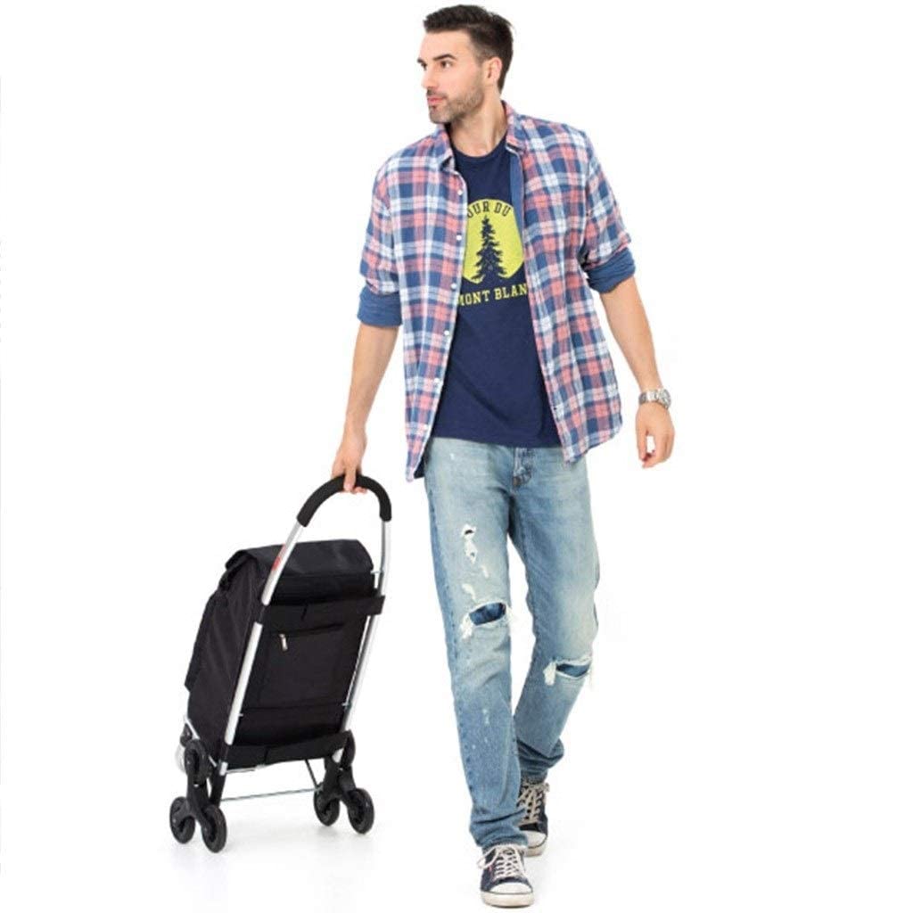 Carrelli Elevatori Carrello Nero Casa Carrello Spesa Pieghevole Carrello Spesa Portatile Bagagli da Viaggio Piccolo Carrello Anziani Trolley Car 60L