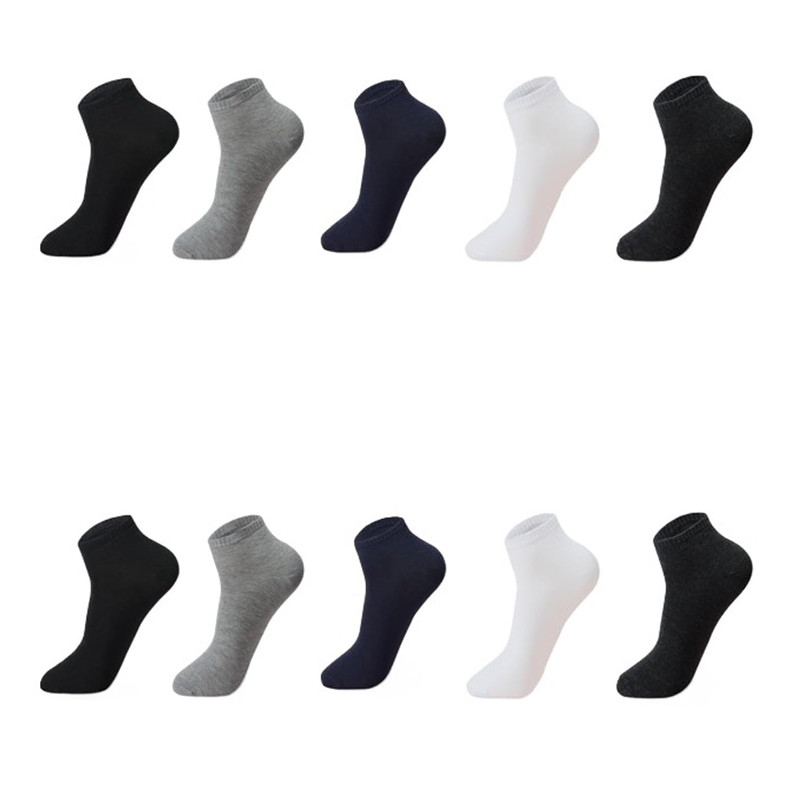Calcetines Tobilleros Hombre 10 pares/lote de calcetines for hombre, tallas grandes 42, 43, 44, 45, 46, 47, 48, informales, transpirables, negros y blancos, algodón