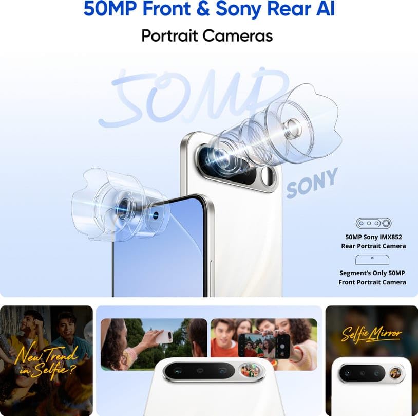 Image of realme 16 5G Smartphone, 8GB RAM, 128GB Storage, 6.57 inch Full HD+ AMOLED Display, 7000mAh Battery, 50MP + 2MP Rear Camera, 50MP Front Camera, Dimensity 6400 Turbo, Android 16, Air Black