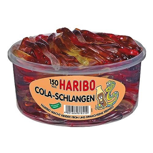 Haribo Cola Serpents 150 pièces en boîte ronde 1050g
