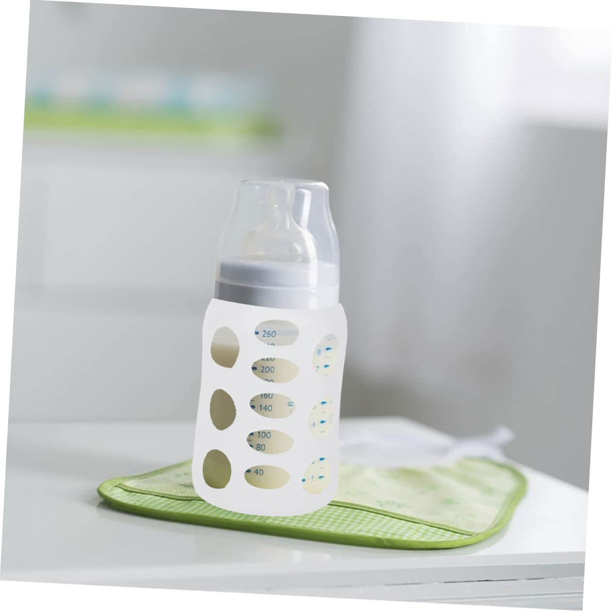 Beatifufu 4pcs Silicone Baby Bottle Cover Anti-Slip Shockproof Feeding Bottle Sleeves Soft and Protective 3.34 * 2.24 * 2.24inch