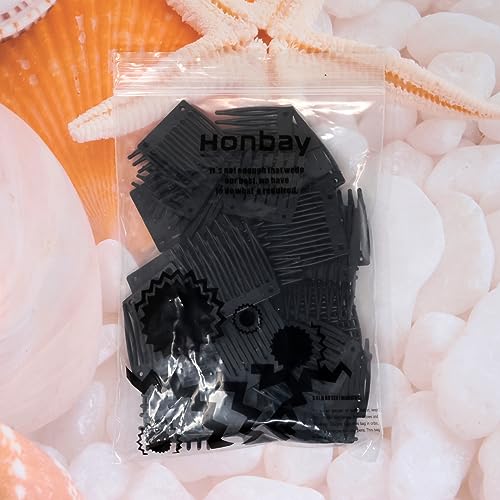 Honbay 60 peines plásticos de 7 dientes color negro miniatura 7