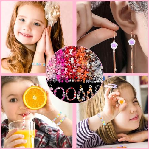 Image of SANNIDHI 240g Cute Beads Kit,Assorted Bulk Beads for Bracelet Making,Keychain Phone Charms Jewellery Making Kit for Girls Kawaii Color Acrylic Flower Bow Butterfly Star Heart Bead DIY Craft,Multi
