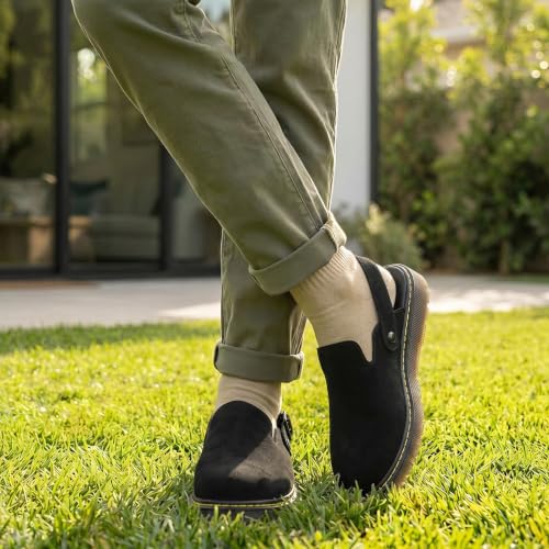 Athlefit Men's Suede Clogs Slip-On Black Mules with Back Strap Size 10 - image 3