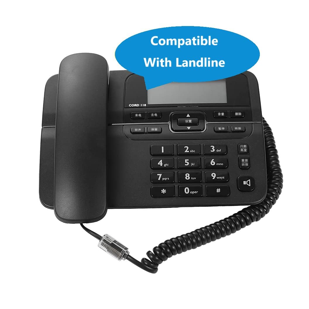 Cavo telefonico fisso 2,4 m non arrotolato / 1,4 m a spirale, confezione da 10, cavo standard RJ9 4P4C, nero, per lavorare in ufficio o a casa