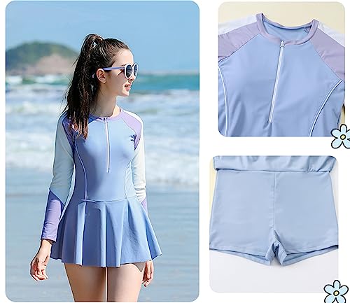 Image of KORADI Girls Swimsuits Rash Guard Swim Set Kids Two-Piece Bathing Suits Teen Swimwear Beach Shorts Sun Protection Swim Shirts