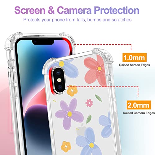Image of Case for iPhone X /iPhone Xs, Clear Anti-Yellowing Anti-Scratch TPU Silicone Cover for Girls and Woman, Shockproof Drop Protection Case for iPhone X /iPhone Xs (5.8 inch), Red Flowers 2