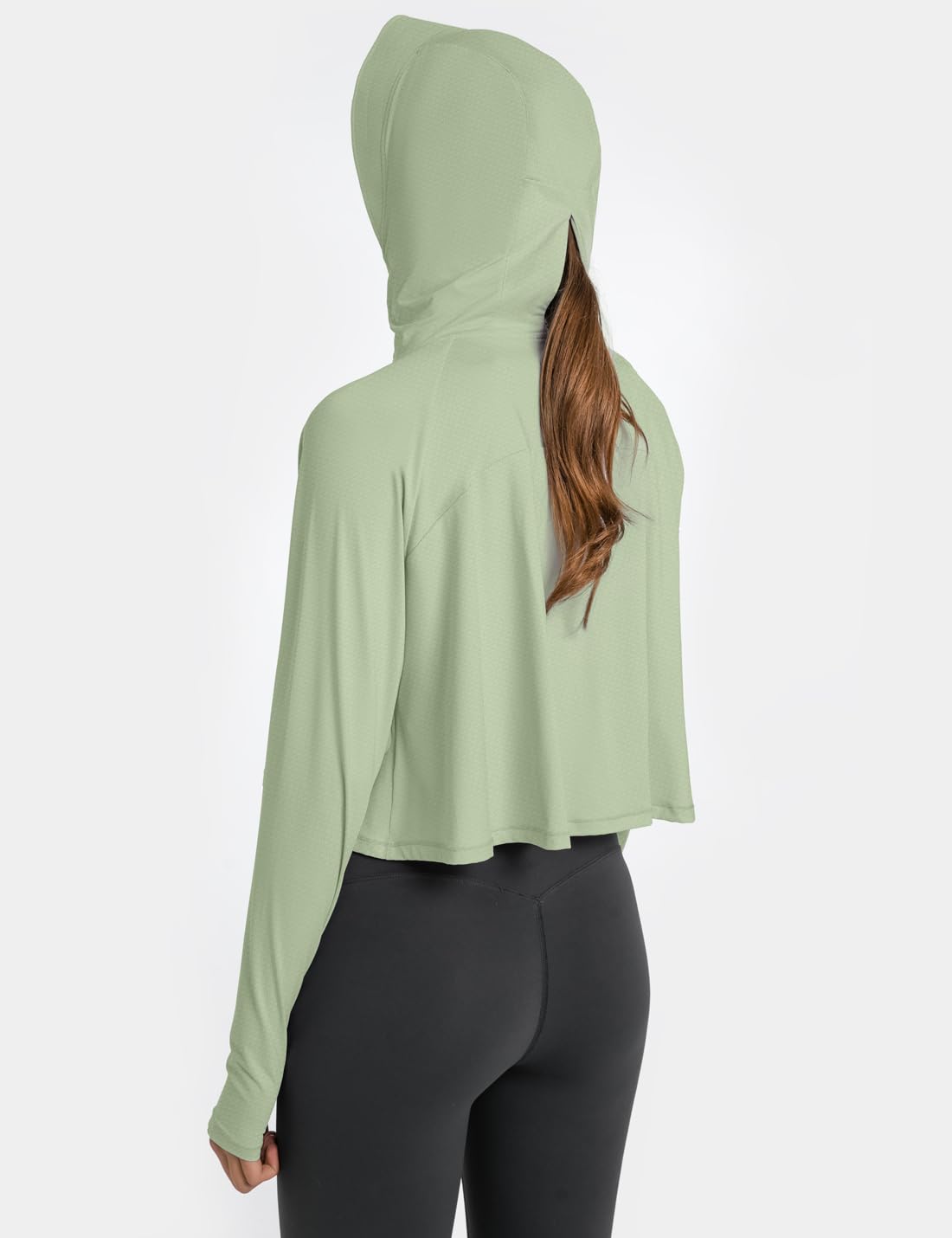 Locachy Womens UPF 50+ Sun Protection Jacket Lightweight Zip up Outdoor Running Hiking Hoodie with Face Mask Grey Green M