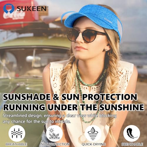 Image of Sukeen Sports Sun Visor Men Women Lightweight Portable Cooling Stretchy Visor Hat for Running, Golf, Daily Wear