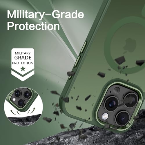 Image of BENTOBEN for iPhone 16 Pro Case [Compatible with Magsafe] Magnetic Matte Phone Case iPhone 16 Pro Translucent Slim Thin Shockproof Women Men Protective Cover Cases for iPhone 16 Pro 6.1 inch, Forest Green