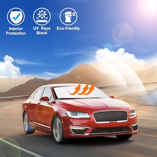Image of Windshield Sun Shade Custom Fit for 2013-2020 Lincoln MKZ Accessories Foldable Sunshade Sun Blocker Protect Car from Sun Rays & Heat Damage Keep Car Cooler
