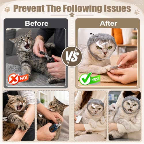Adjustable Cat Muzzle for Grooming and Biting Prevention (S) | Breathable TPU Material for Nail Trimming, Bathing and Vet Visits, Helps Reduce Scratching - Image 3