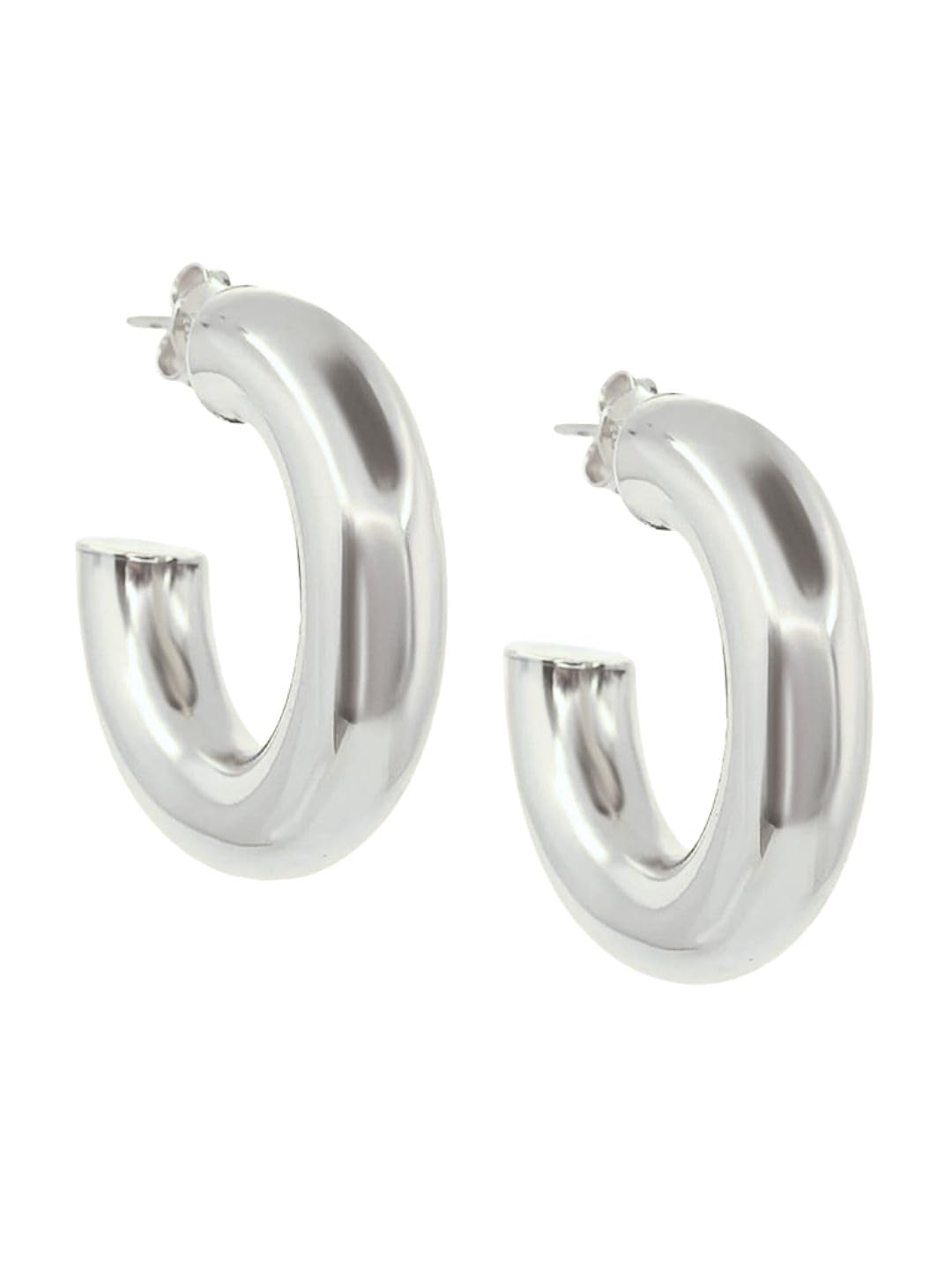 Tipsy Closet Big Chunky Hoop Earrings for Women Western Latest Stylish Vintage Elegant Look C-Shape Round Stainless Steel Anti-Tarnish Earrings For Women And Girls (Set of 1) (Silver) (B0D96FRPTT) Amazon Price History, Amazon Price Tracker