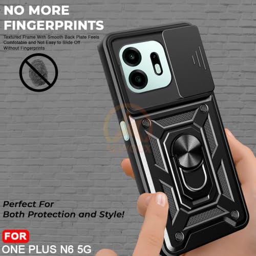Image of Armor Bumper Back Cover Case for OnePlus N6 5G Rotating Camera Cover, Ring Holder & Kickstand | Heavy Duty & 360 Degree Protection Back Cover for OnePlus N6 5G (Black)
