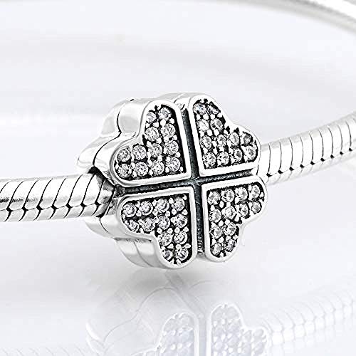 Women's Bead Charms,925 Sterling Silver Heart Charms Four with Safety Stopper Clips DIY Beads Fit Original Bracelet Jewelry