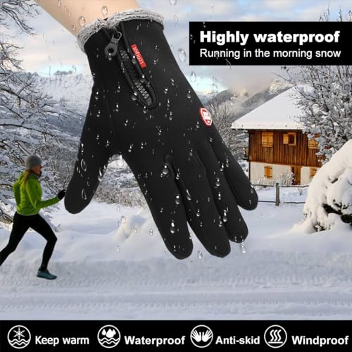 Lzfitpot Handschuhe Herren, Winterhandschuhe Damen Handschuhe Touchscreen Warm Fahrradhandschuhe Skihandschuhe,Wasserdicht, Winddicht & rutschfest