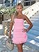 Mizoci Women's Sexy Tube Top Bodycon Mini Dress Strapless Ruffle Bow Back Ruched Party Short Dresses, Small, Pink