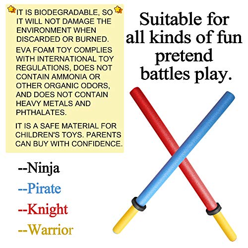 MLcnleS Foam Swords for Kids 22 inch Foam Weapons Toy 8 Pack, Kids Foam Prince Sword Warrior Ninja Samurai Knight Pretend Play Toy Set, Party Supplies for Boys (8 Foam Sword)