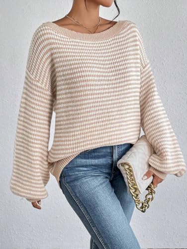 Image of ZAFUL Sweaters for Women Off Shoulder Knit Sweater with Long Sleeve Loose Pullover Jumper Tops