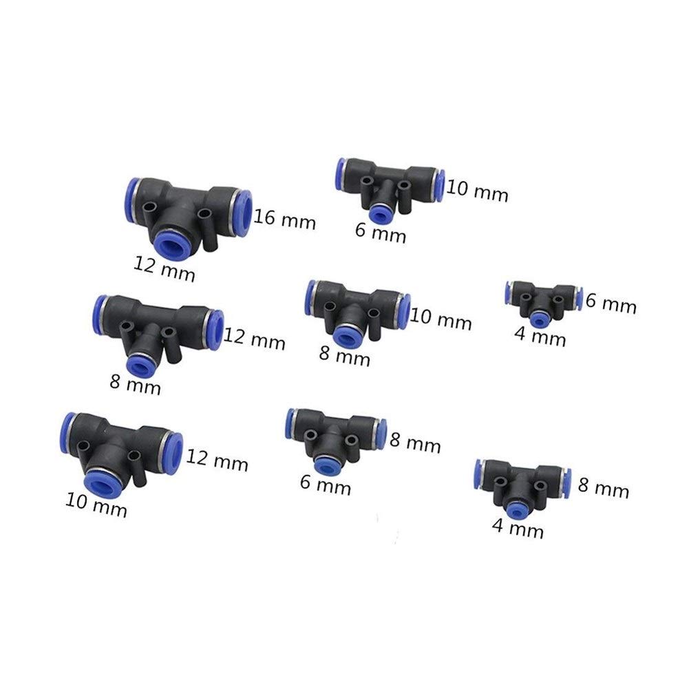 Accesorios para tuberías de riego, Accesorios de riego por Goteo 40 Piezas en Forma T 3 vías 4-16 mm Conector nebulización jardín latón a presión