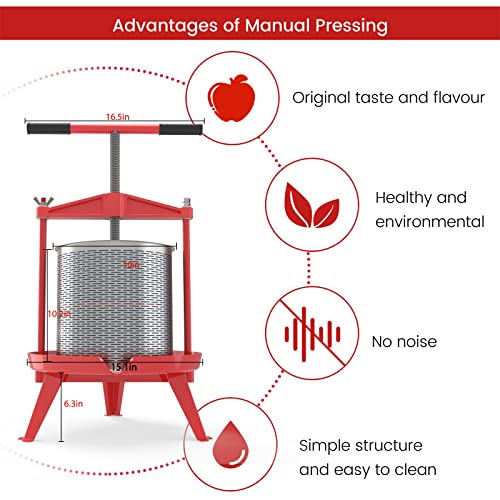 Heavy-duty Cross-beam Stainless Steel Fruit and Wine Press with Reusable Mesh Bags