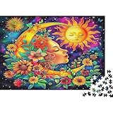 Sol y Luna 1000 Piezas Puzzle de Sol y Luna con Flores para Adultos y Familia Papel Reciclado para Relajación 38x26cm/1000pcs