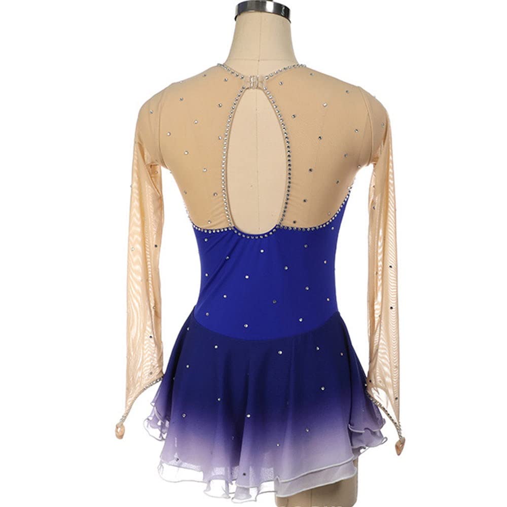Wygwlg Abito Da Pattinaggio Artistico Fatto A Mano Per Donna, Body Da Ginnastica A Maniche Lunghe Costume Da Pattinaggio Artistico Da Competizione