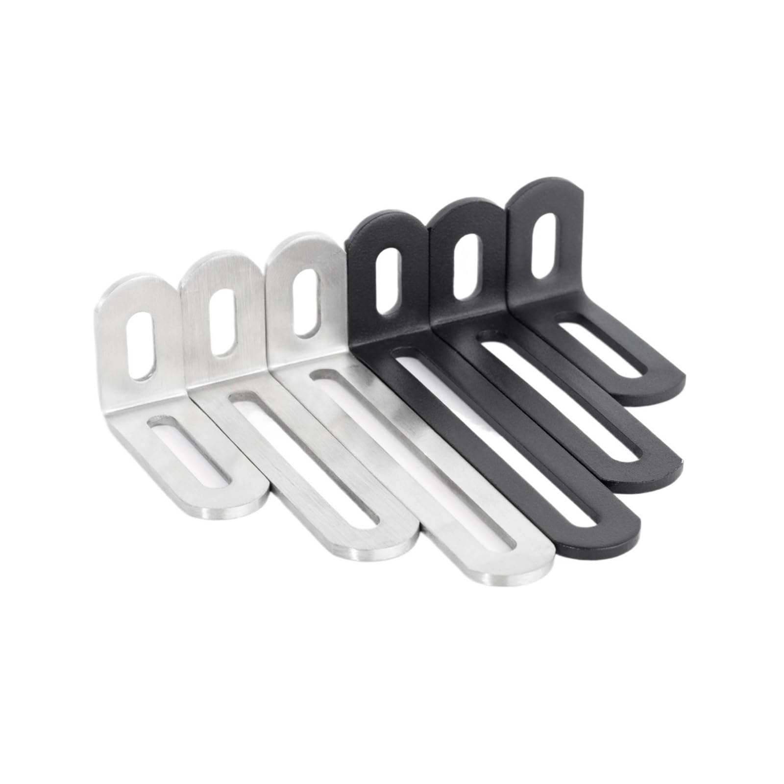 Staffa angolare regolabile in acciaio inossidabile da 10 pezzi in metallo resistente a forma di L 90 gradi for mobili con scaffali in legno Per Mobili, Scaffali, Sedie In Legno(Black 98mm)