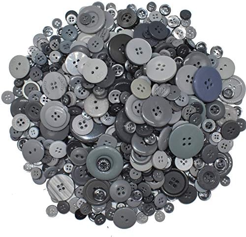 650 PCS Assorted Size Resin Round Buttons DIY Craft Sewing Decorations for Kid's Painting (Gray)